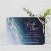 Navy Blue Ombre Agate Bridal Shower Invitation (Standing Front)