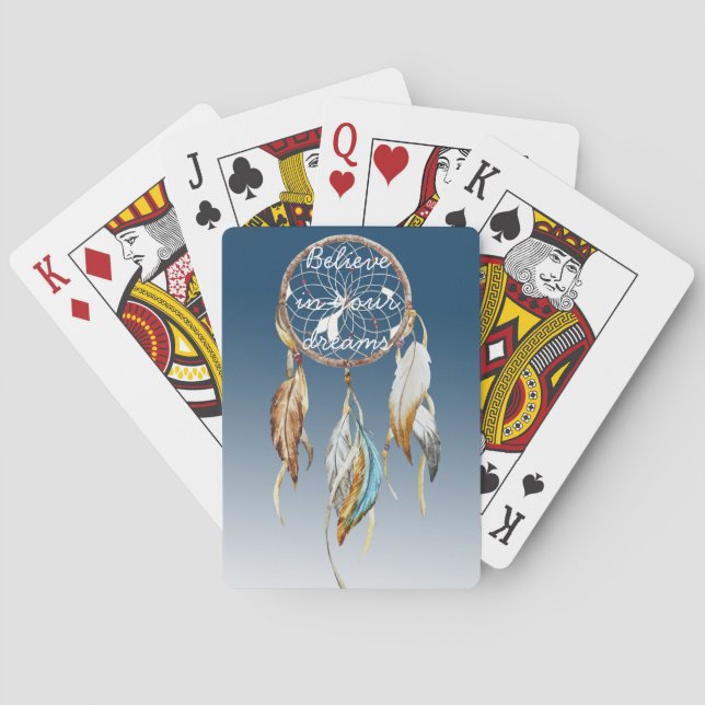 Navy Blue Ombre Dream catcher  Poker Cards (Back)