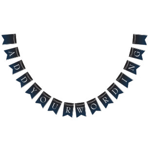 Navy Blue Ombre Lights Typography Wedding Bunting Flags