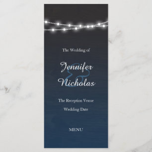 Navy Blue Ombre Night Lights Wedding Menu