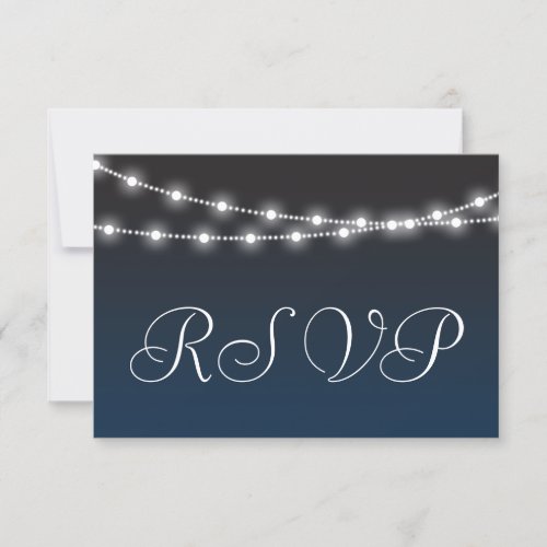 Navy Blue Ombre Night Lights Wedding RSVP