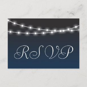 Navy Blue Ombre Night Lights Wedding RSVP Card