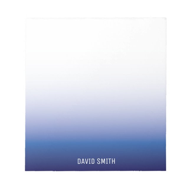 Navy Blue Ombre Personalized Name Notepad (Front)