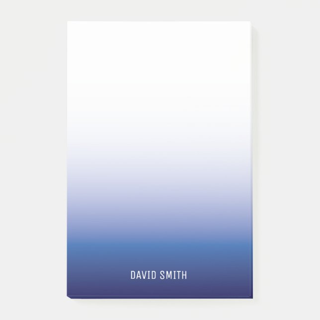 Navy Blue Ombre Personalized Name Post-it Notes (Front)