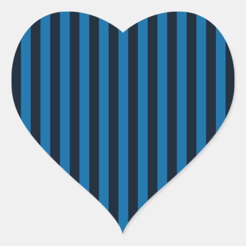 Navy Blue on Blue Vertical Stripes Decor Heart Sticker