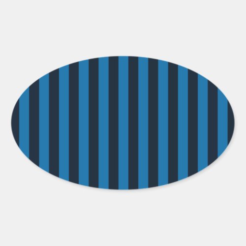 Navy Blue on Blue Vertical Stripes Decor Oval Sticker