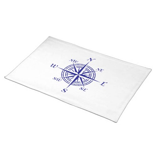 Navy Blue On White Coastal Decor Compass Rose Placemat