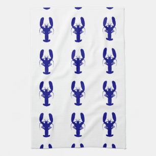 Navy Blue On White Coastal Decor Lobster Towel