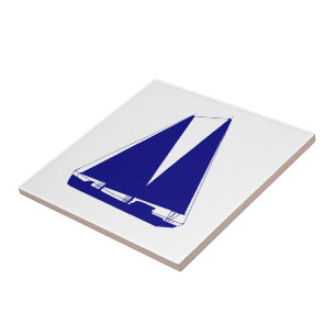 Navy Blue On White Coastal Decor Sailboat Ceramic Tile