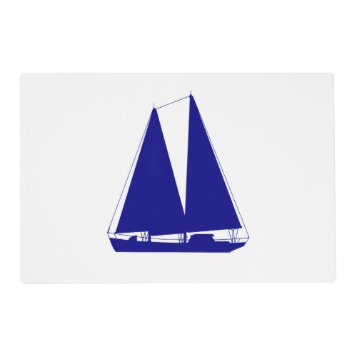 Navy Blue On White Coastal Decor Sailboat Placemat