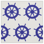 Navy Blue On White Coastal Decor Ship Wheel Fabric