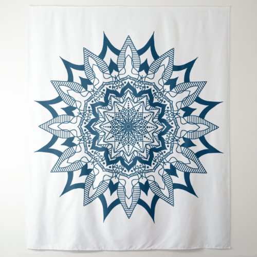 Navy_blue on white mandala tapestry