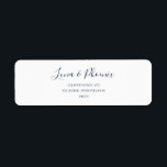 Navy Blue On White Return Address Label<br><div class="desc">This navy blue on white return address label is perfect for your modern minimalist navy blue and white wedding. The design features minimal contemporary font accompanied by formal calligraphy. Keep it as is,  or choose to personalize it with your own artwork or photos!</div>