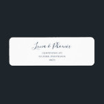 Navy Blue On White Return Address Label<br><div class="desc">This navy blue on white return address label is perfect for your modern minimalist navy blue and white wedding. The design features minimal contemporary font accompanied by formal calligraphy. Keep it as is,  or choose to personalize it with your own artwork or photos!</div>