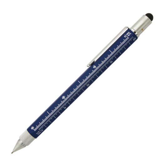 Navy Blue One Touch Lead Pencil w/Stylus (Front)