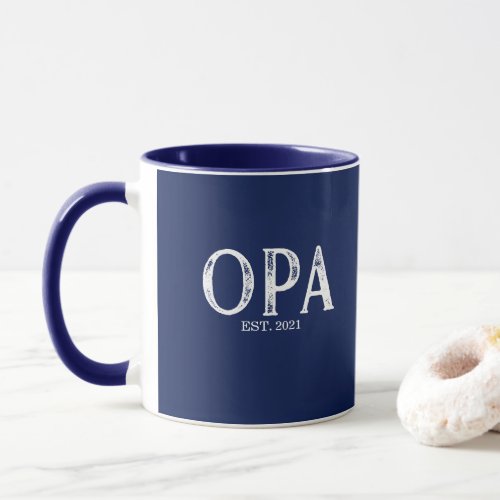 Navy Blue Opa Year Established Mug