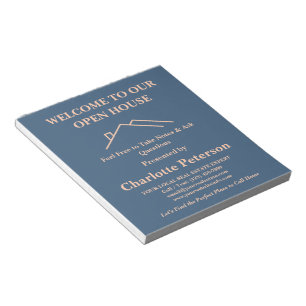 Navy Blue Open House Notepad