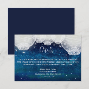  Navy Blue Opulence Galaxy Paper Lantern Enclosure RSVP Card