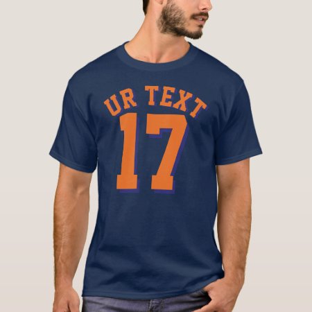 Navy Blue & Orange Adults | Sports Jersey Design T-shirt