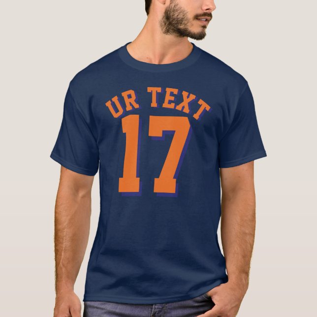 Navy Blue & Orange Adults | Sports Jersey Design T-Shirt (Front)