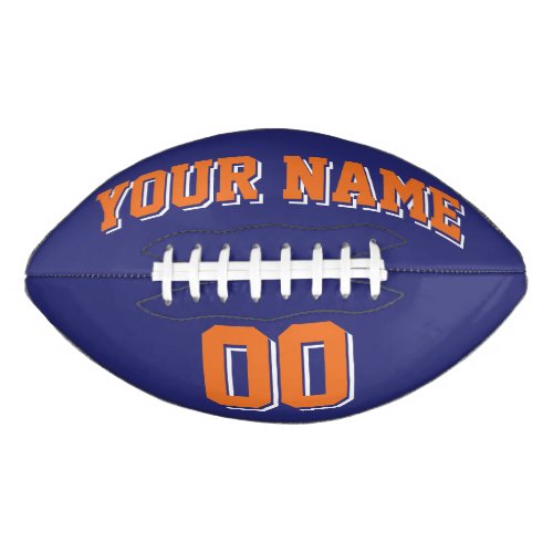 NAVY BLUE ORANGE AND WHITE Custom Football