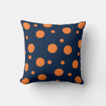 Navy Blue Orange Dots Abstract Throw Pillow at Zazzle