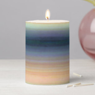 Navy Blue Orange Ombre Color Pillar Candle