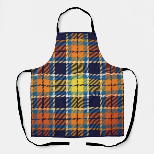 Navy Blue Orange Plaid  Apron (Front)