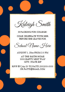 Trunk Party Invitations Zazzle Navy Blue Orange Polka Dot College Trunk Party Invitation