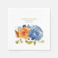 Navy Blue Orange Terracotta Boho Floral