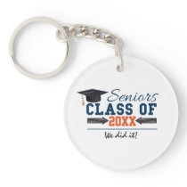 Navy Blue Orange Typography Graduation key ring
