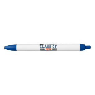 Navy Blue Orange Typography Graduation Pen