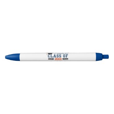 Navy Blue Orange Typography Graduation Pen
