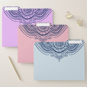 Navy-blue Ornate Tribal Mandala File Folder