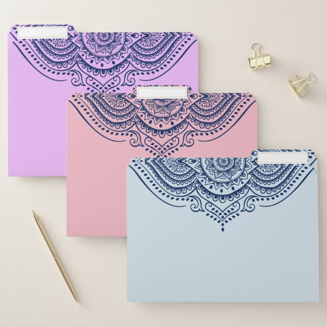 Navy-blue Ornate Tribal Mandala File Folder (Set)