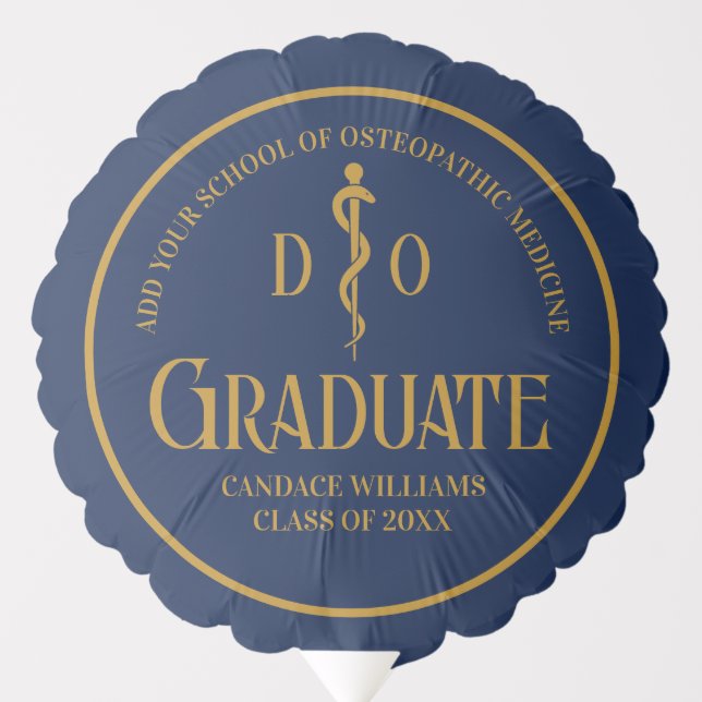 Navy Blue Osteopathic Medical School Graduation Balloon (Front)