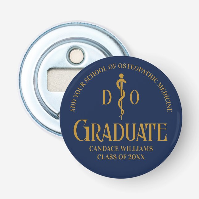 Navy Blue Osteopathic Medical School Graduation Bottle Opener (Front)