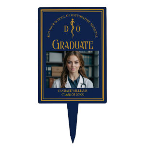 Navy Blue Osteopathic Medical School Graduation Cake Topper