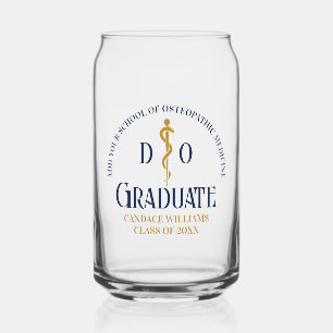Navy Blue Osteopathic Medical School Graduation Can Glass
