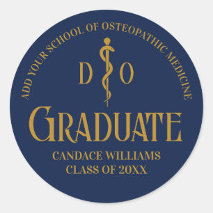 Navy Blue Osteopathic Medical School Graduation Classic Round Sticker
