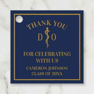 Navy Blue Osteopathic Medical School Graduation Favor Tags