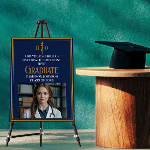 Navy Blue Osteopathic Medical School Graduation Foam Board