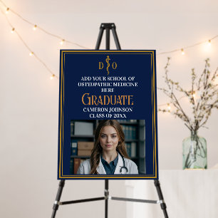Navy Blue Osteopathic Medical School Graduation Foam Board