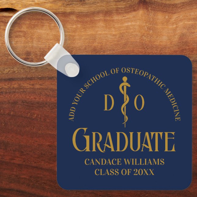 Navy Blue Osteopathic Medical School Graduation Keychain (Front)