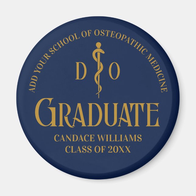 Navy Blue Osteopathic Medical School Graduation Magnet (Front)
