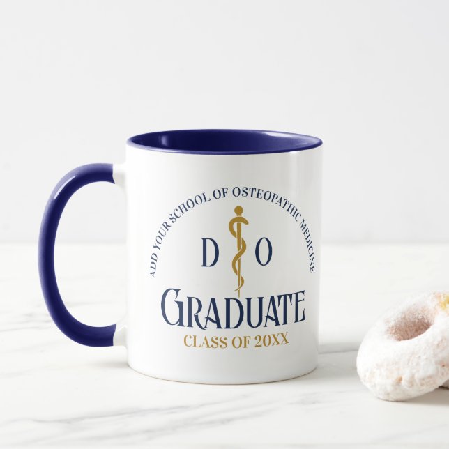 Navy Blue Osteopathic Medical School Graduation Mug (With Donut)