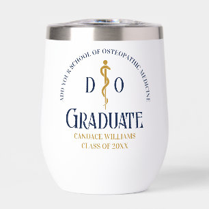 Navy Blue Osteopathic Medical School Graduation Thermal Wine Tumbler