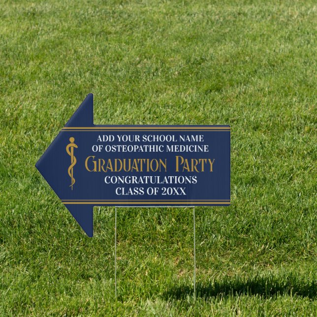Navy Blue Osteopathic School Graduation Party Sign (Insitu)