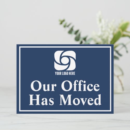 Navy Blue Our Office Has Moved Business Logo Announcement