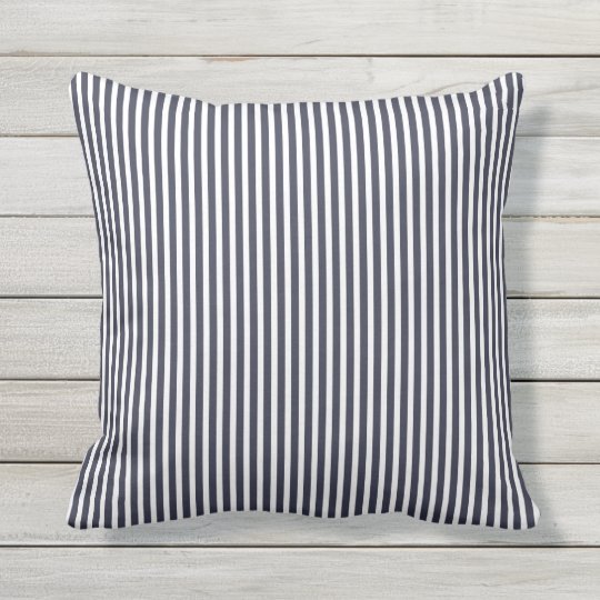 Navy Blue Outdoor Pillows Oxford Stripe 2528